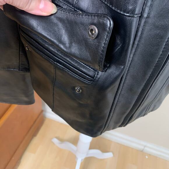 NEW A.n.a Sz L Genuine Buttery Soft Lambskin Leather Moto Jacket Black Full Zip - Picture 6 of 13